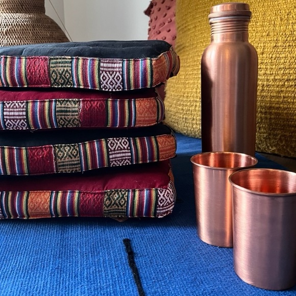 Folding Cotton Meditation Pillow | Handmade in Rishikesh, India | Black - Picture 5 of 12